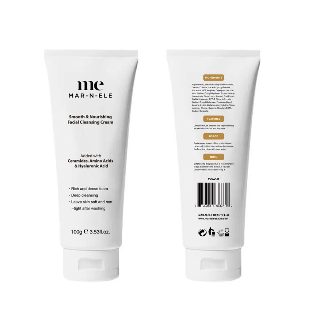 Smooth & Nourishing Facial Cleansing Cream – With Amino Acids, Ceramides & Hyaluronic Acid (100g)